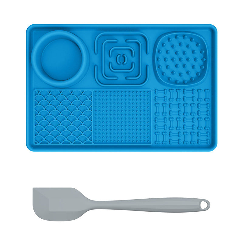 Pet Licking Mat Pet Feeding Bowl Silicone Slow Feeder - Blue