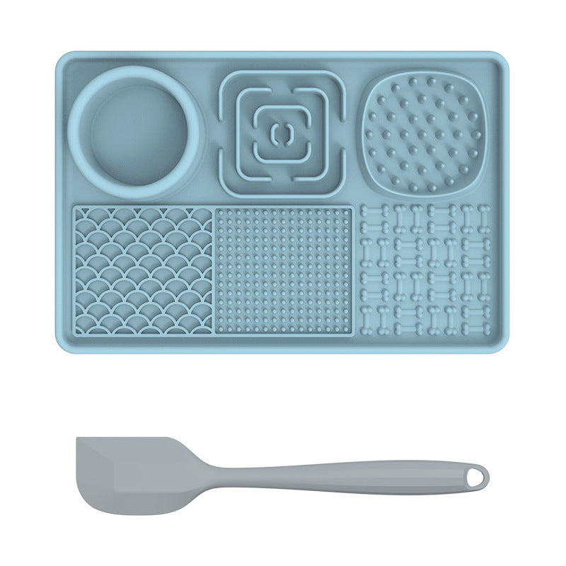 Pet Licking Mat Pet Feeding Bowl Silicone Slow Feeder - Pale blue