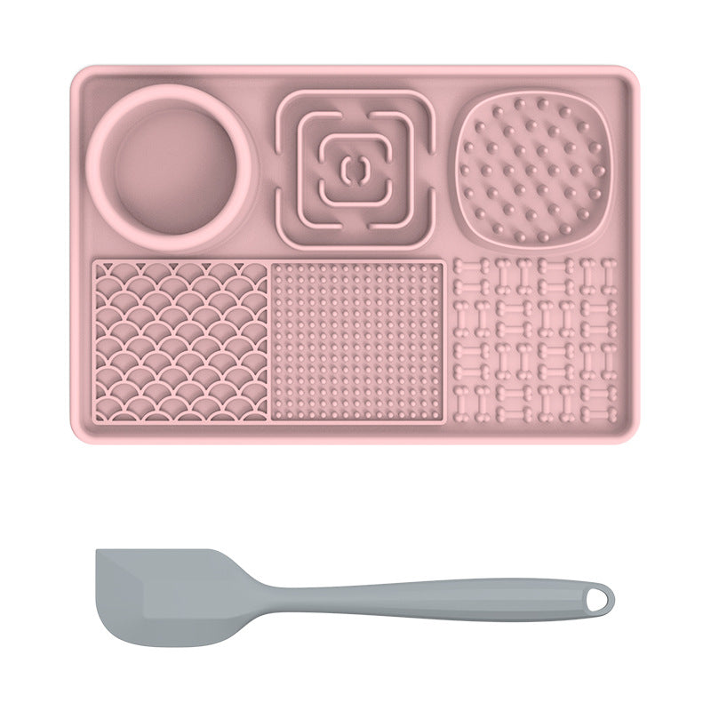 Pet Licking Mat Pet Feeding Bowl Silicone Slow Feeder - Pink