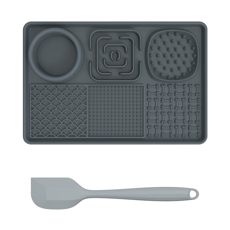 Pet Licking Mat Pet Feeding Bowl Silicone Slow Feeder - Gray