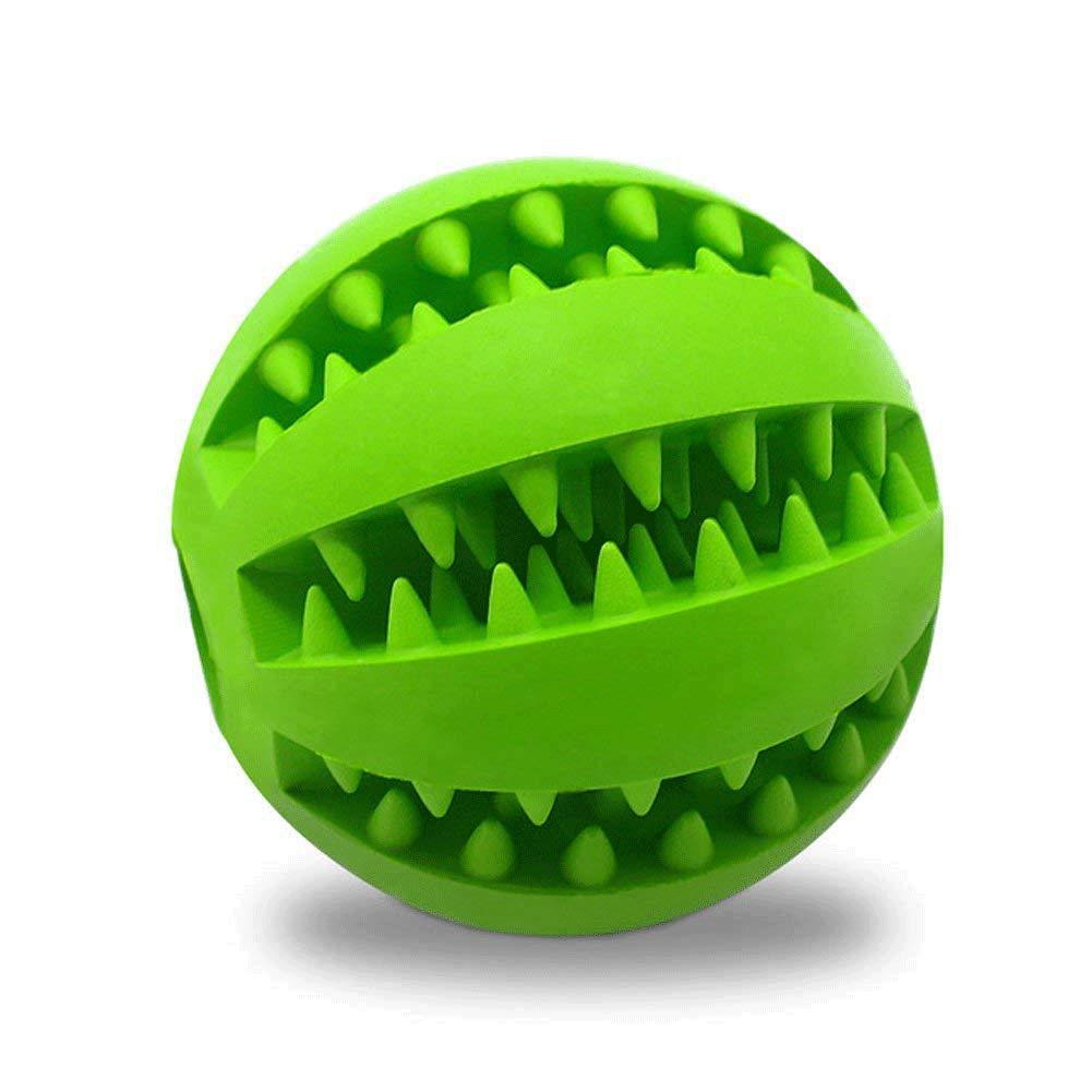 Pet Toy Durable Soft Rubber Ball Chew Toys Tooth Cleaning Leakage Food Dog Toys - Green