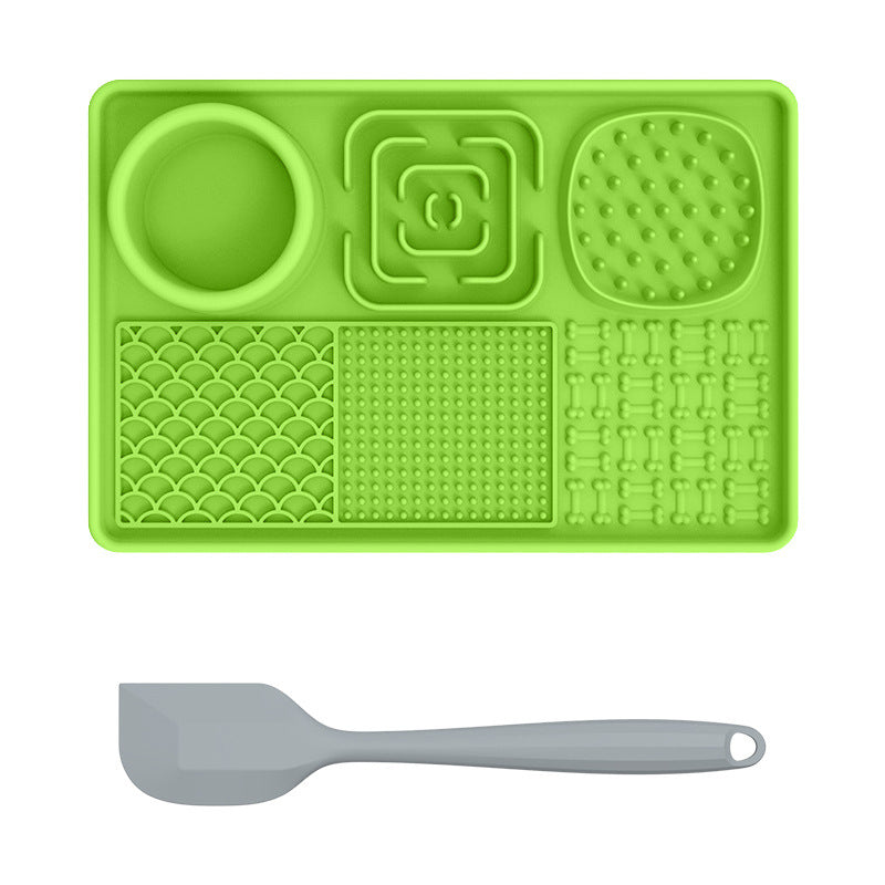 Pet Licking Mat Pet Feeding Bowl Silicone Slow Feeder - Green