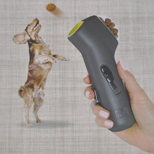 Eco-Friendly Plastic Freeze-Dried Pellet Launcher Feeder Training Cat Dog Snack Toy Pet Toy - Gray