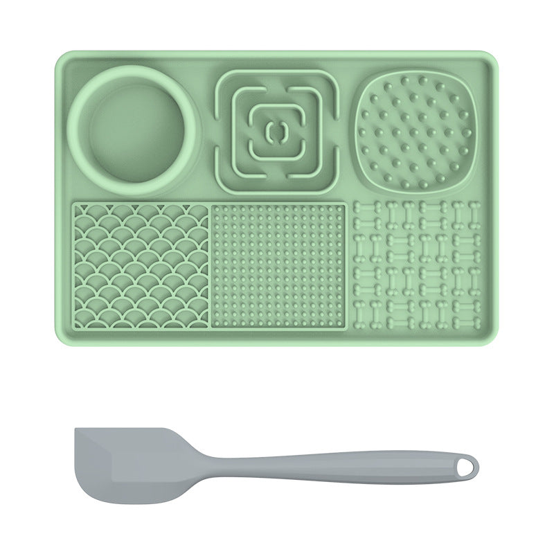 Pet Licking Mat Pet Feeding Bowl Silicone Slow Feeder - Pale green